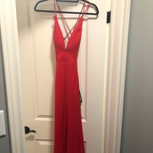 Deep V Red Gown